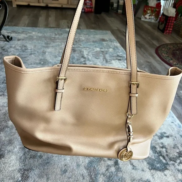 Michael Kors Beige Leather Tote - Picture 1 of 3